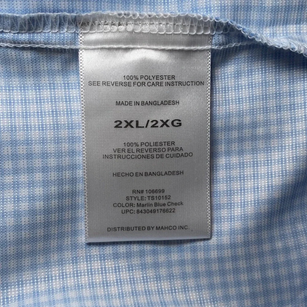Habit River Guide Fishing Shirt Men's 2XL Blue Check Long Sleeve UPF‎ 40+